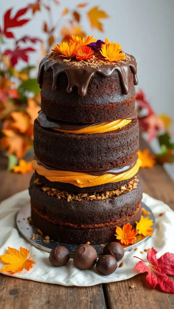 chocolate pumpkin layer cake