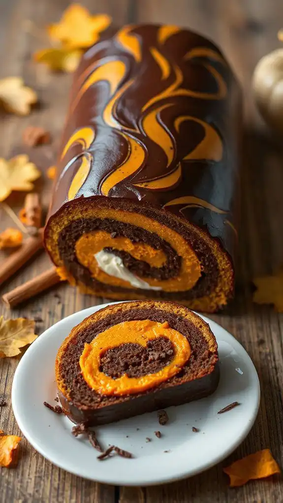 chocolate pumpkin roll dessert