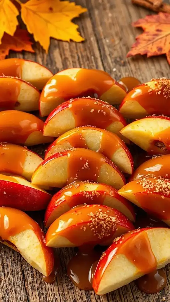 cinnamon caramel coated apple slices