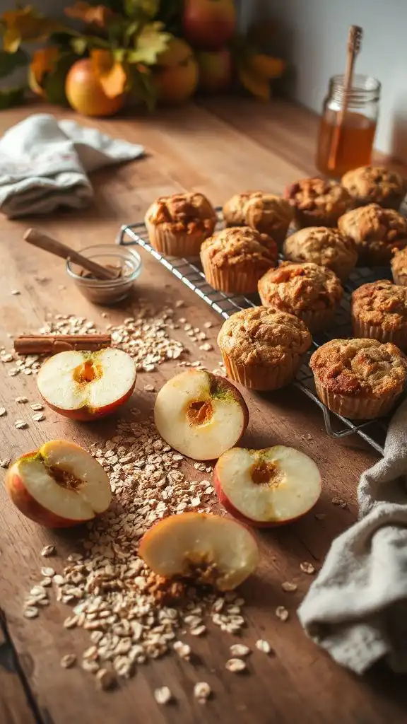 cinnamon oatmeal apple muffins