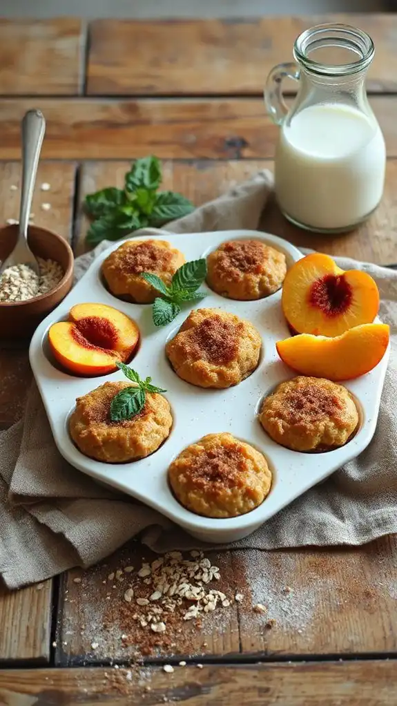 cinnamon peach baked oatmeal cups