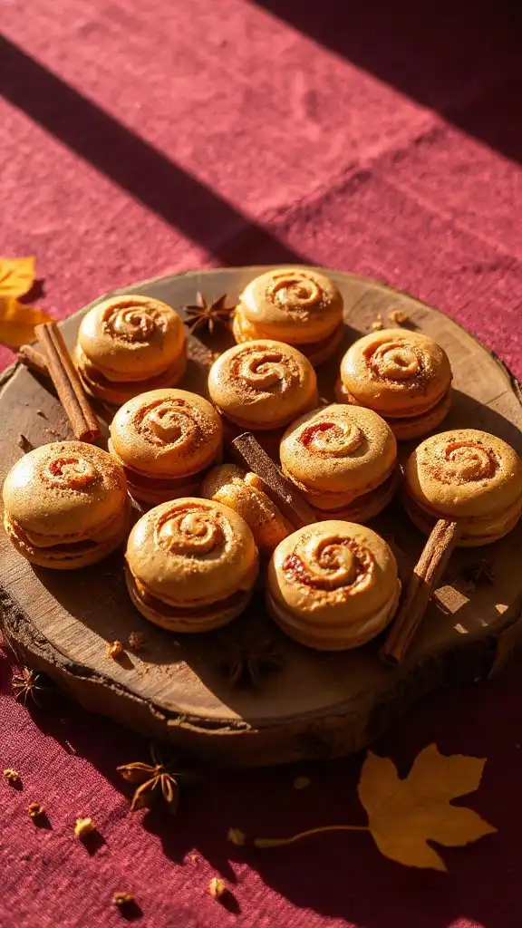 cinnamon roll macarons presentation