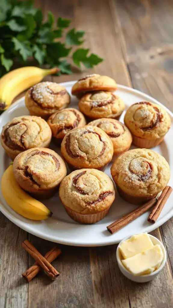 cinnamon swirl banana bread muffin tops