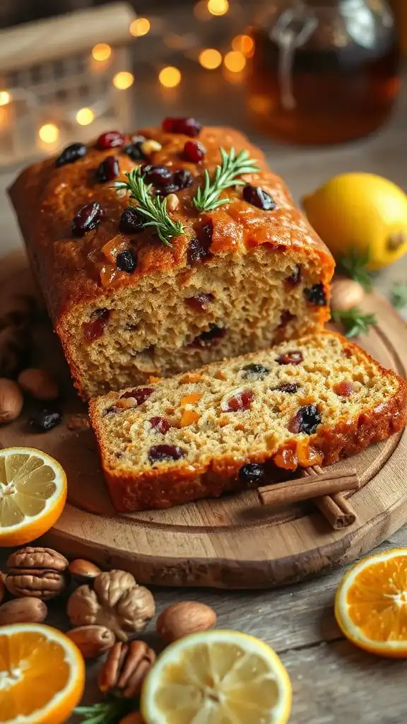 citrus flavored fruit and nut loaf