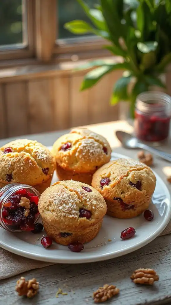 citrusy cranberry walnut muffins