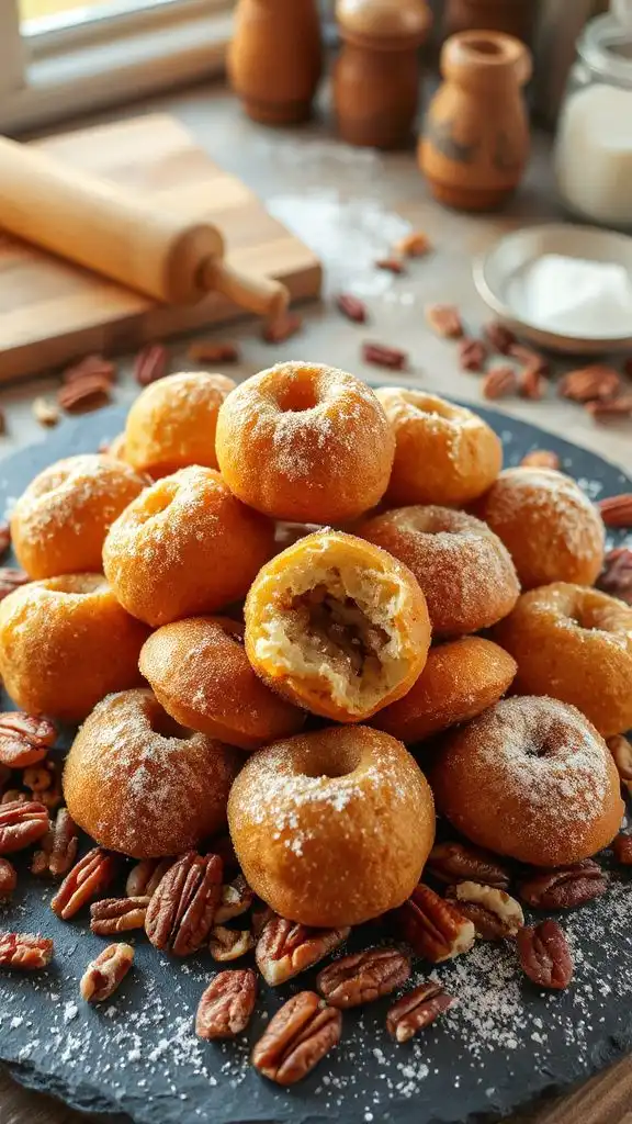coating doughnut holes in sugar