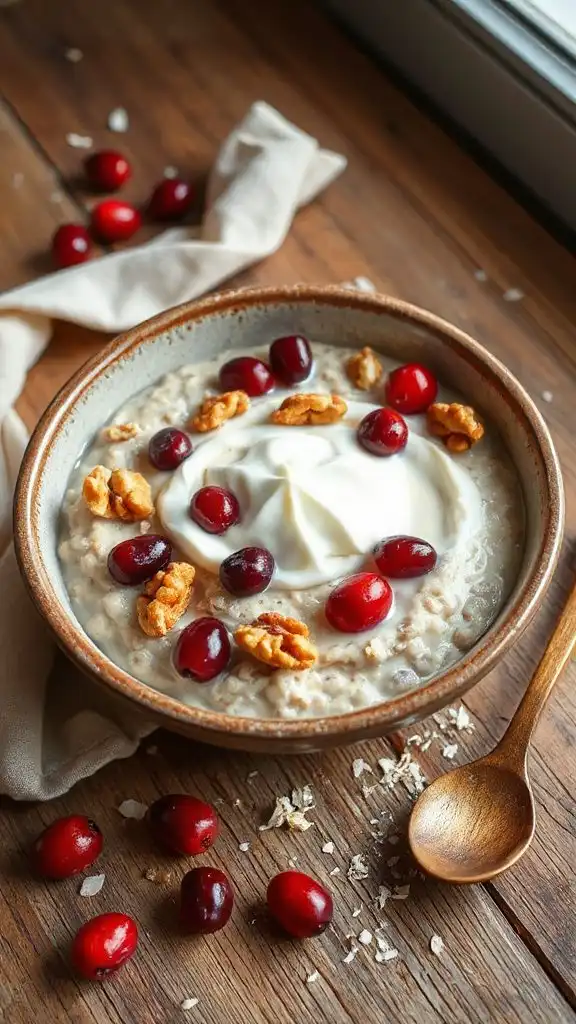 coconut cranberry walnut breakfast bowl