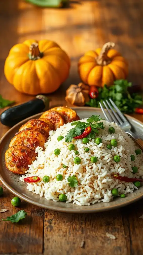 coconut rice with chicken