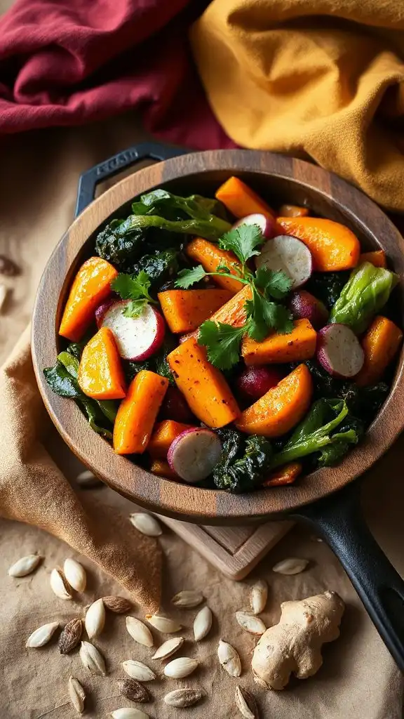 colorful autumn vegetable stir fry