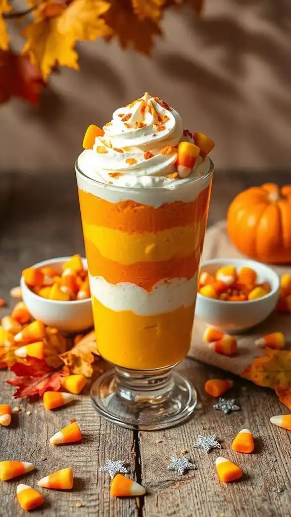 colorful halloween candy parfaits