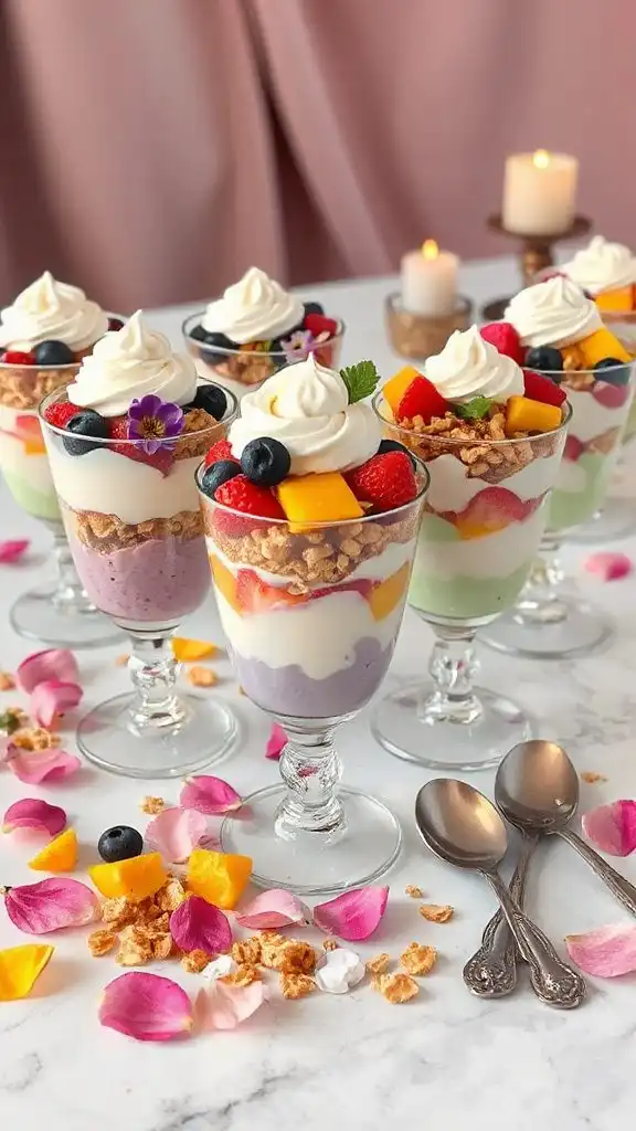 colorful layered dessert cups