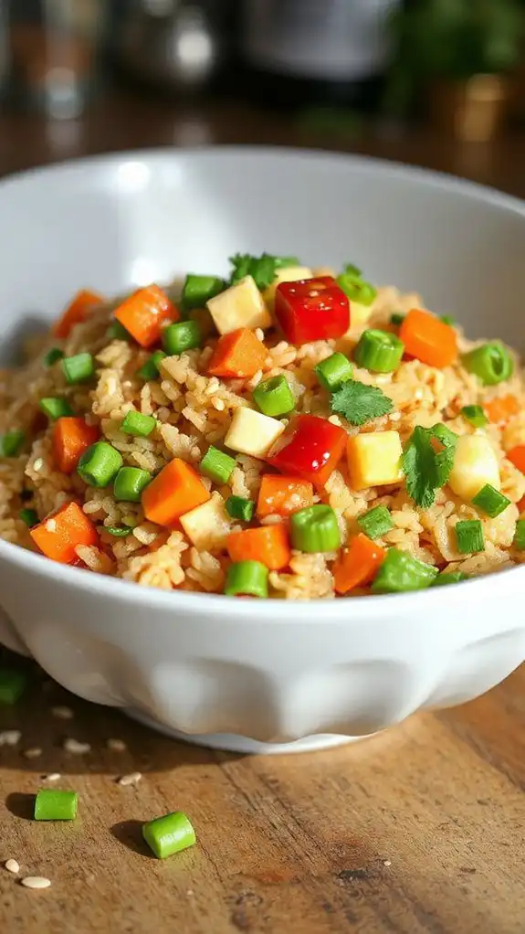 colorful vegetable packed fried rice