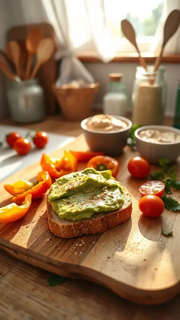 colorful veggie avocado toast