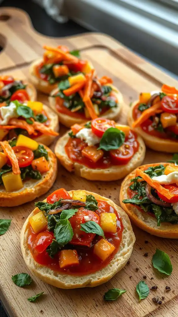colorful veggie mini pizzas
