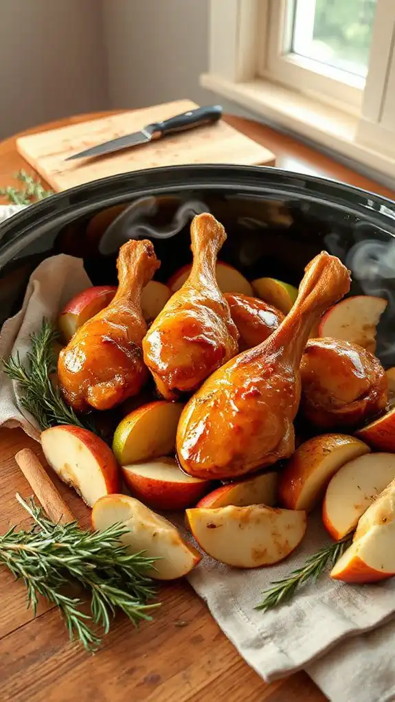 comforting apple herb drumsticks