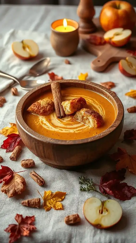 comforting autumn apple cheddar soup