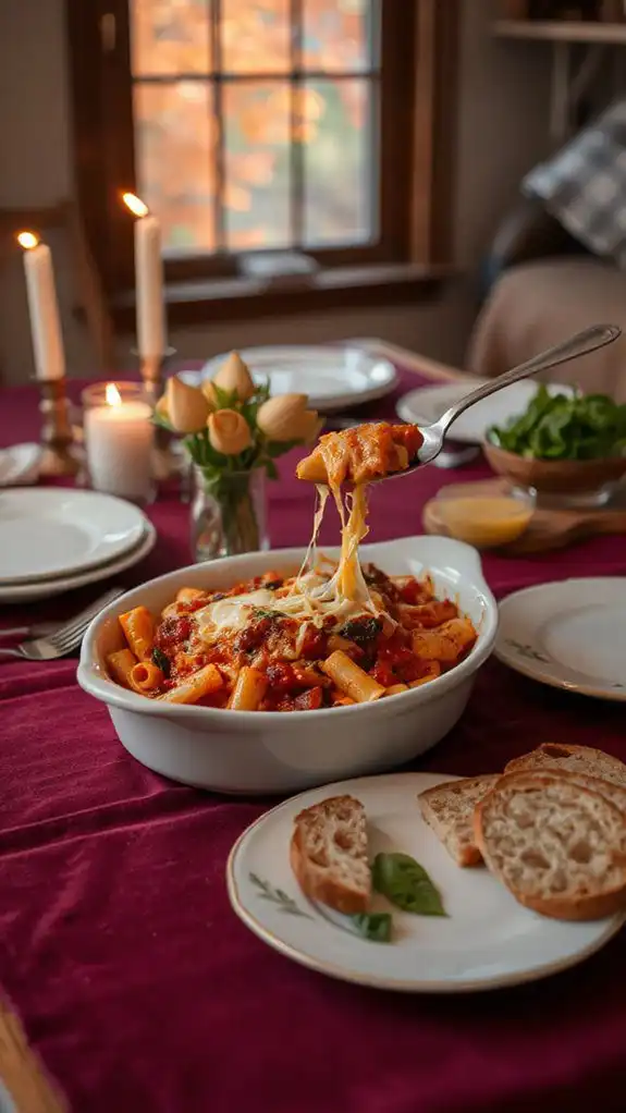 comforting cheesy baked ziti