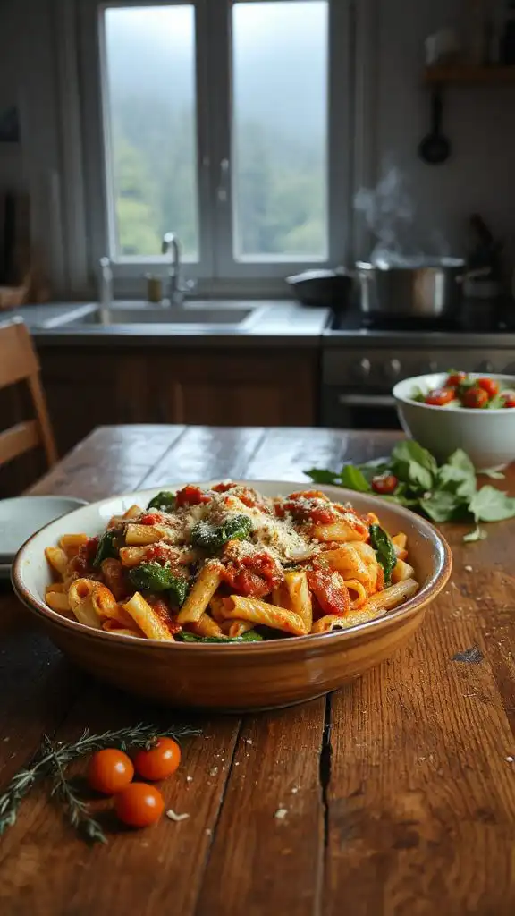 comforting cheesy pasta bake