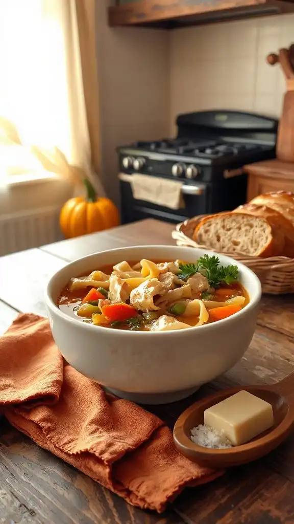 comforting chicken noodle soup