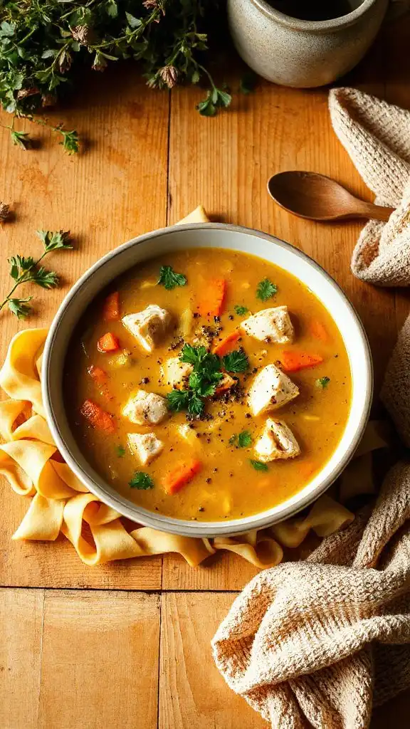 comforting chicken noodle soup