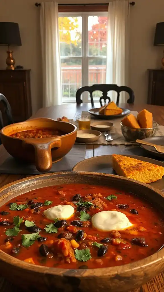 comforting chili with cornbread