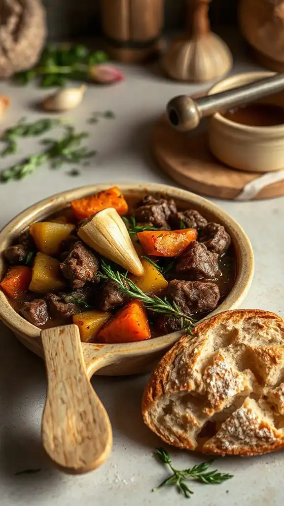 comforting garlic herb stew