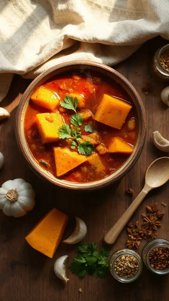 comforting lentil pumpkin stew