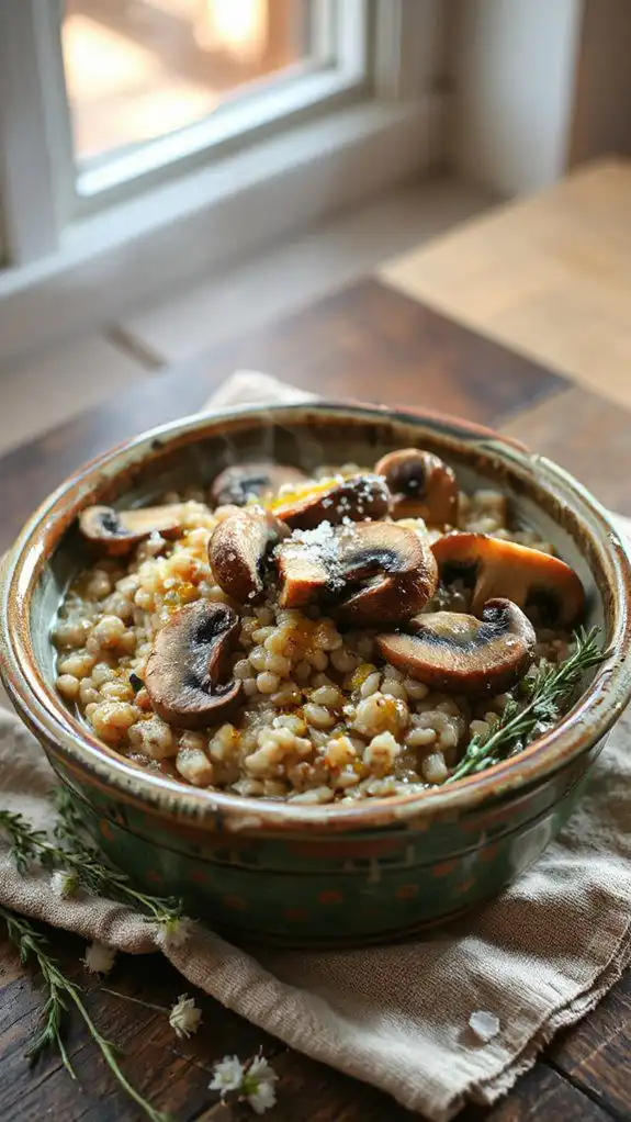 comforting mushroom barley risotto