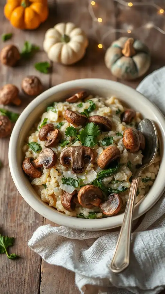 comforting mushroom spinach risotto