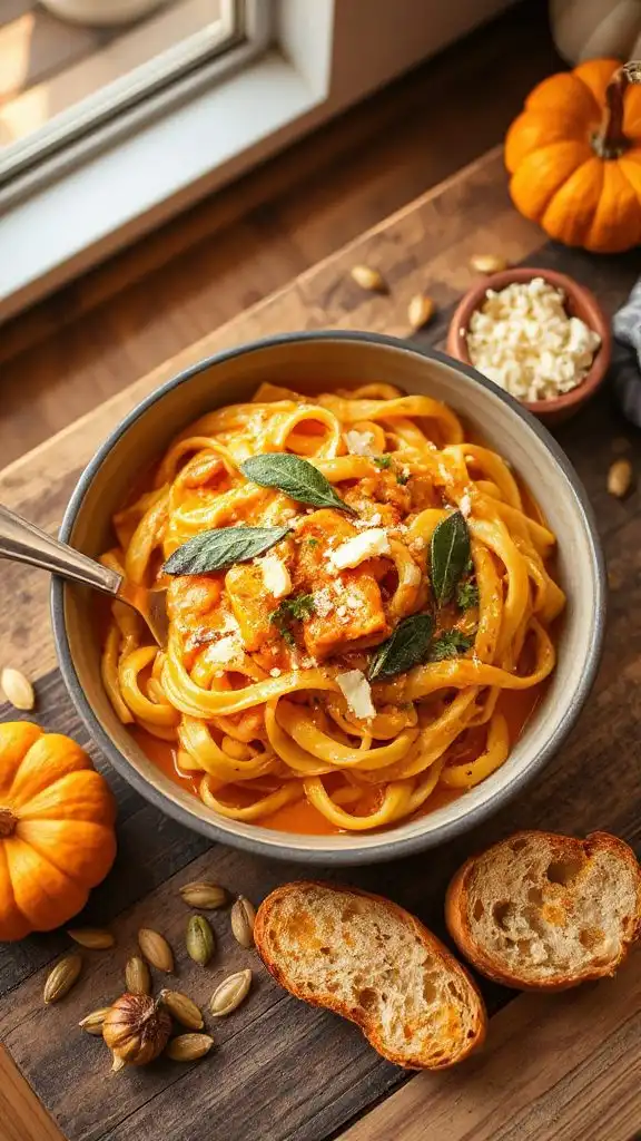 comforting pumpkin cheese pasta