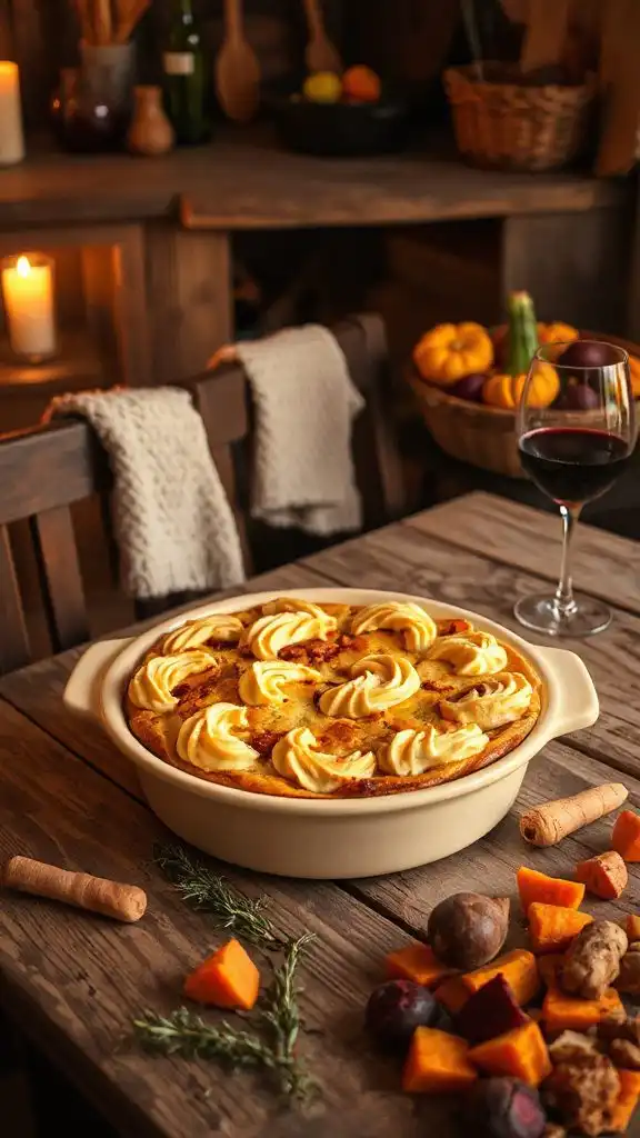 comforting root vegetable pie