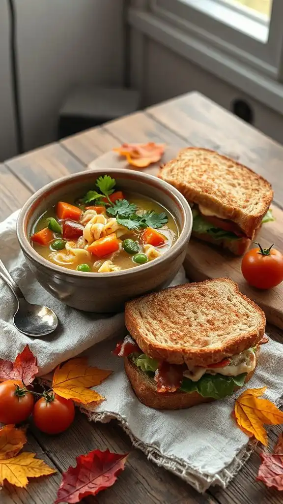 comforting soup and sandwich