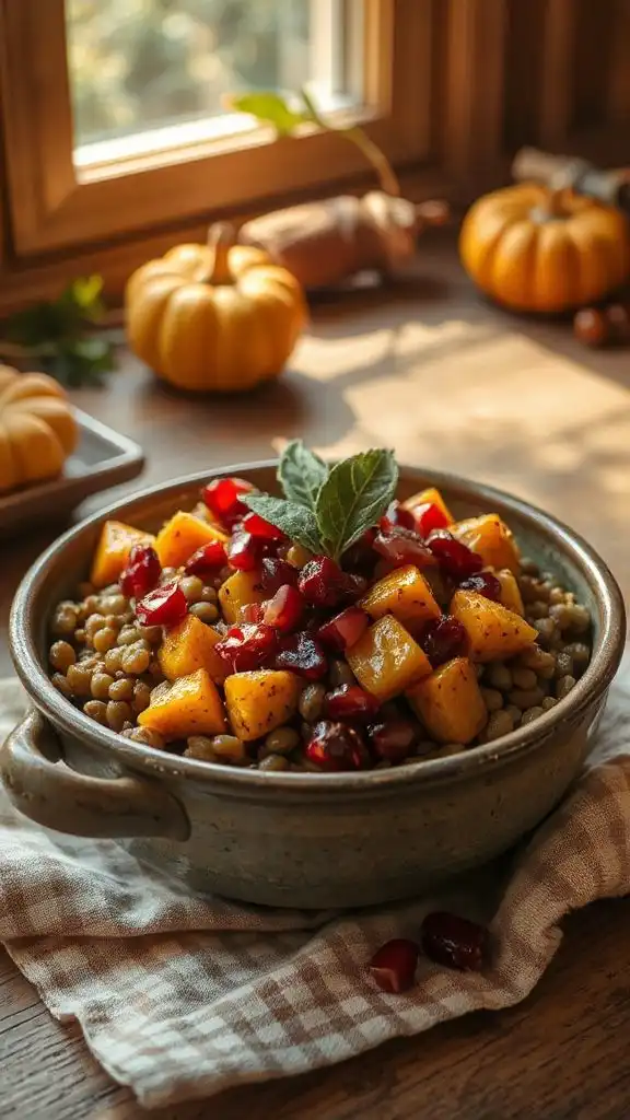 cozy autumn lentil bowl