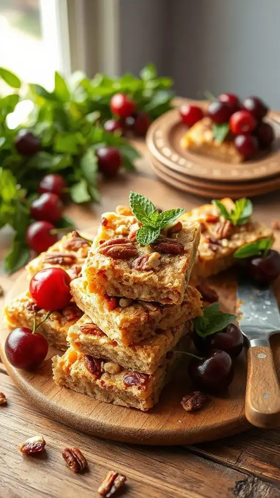 cozy cherry pecan mini slices