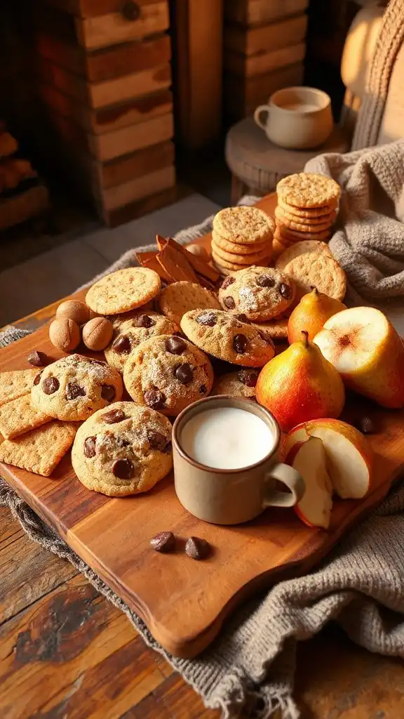 cozy cookie and milk board