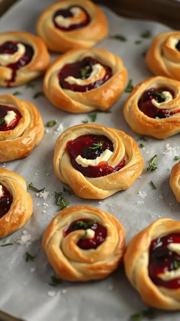 cranberry brie pastry swirls