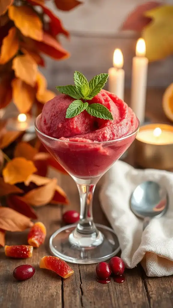 cranberry citrus fall sorbet