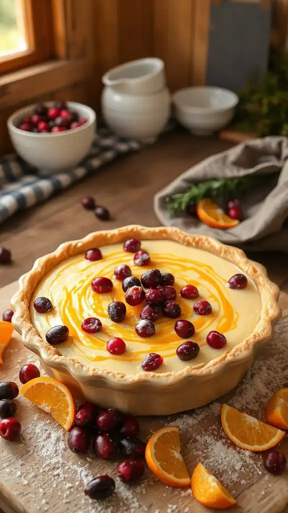 cranberry orange custard pie