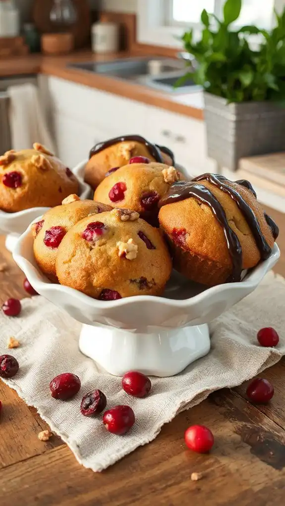 cranberry walnut chocolate muffins