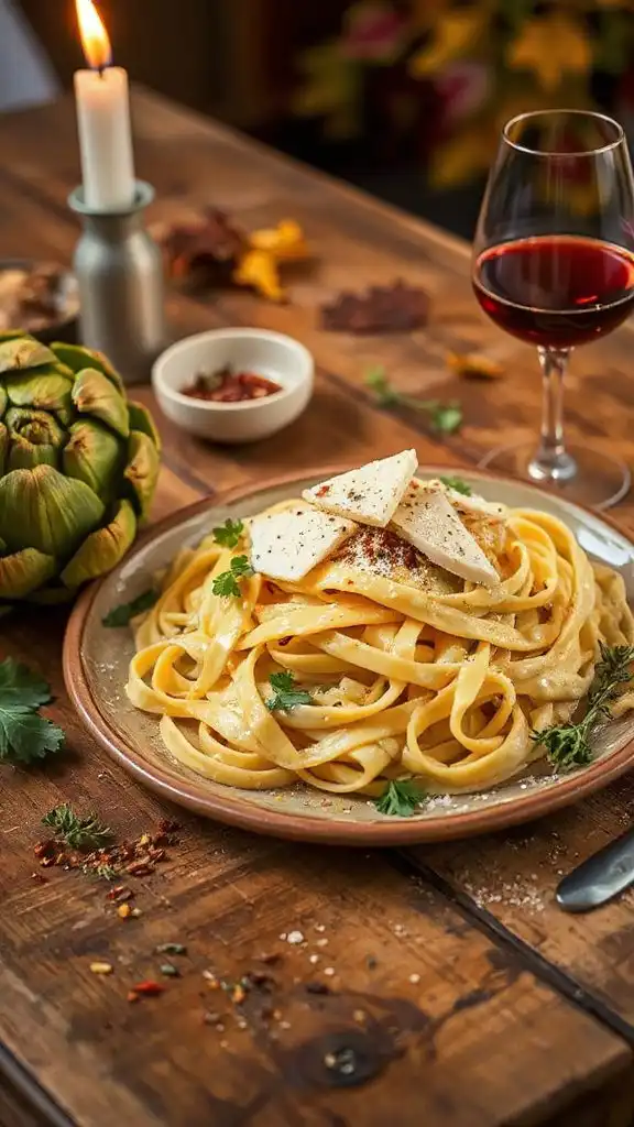 creamy artichoke pasta dish