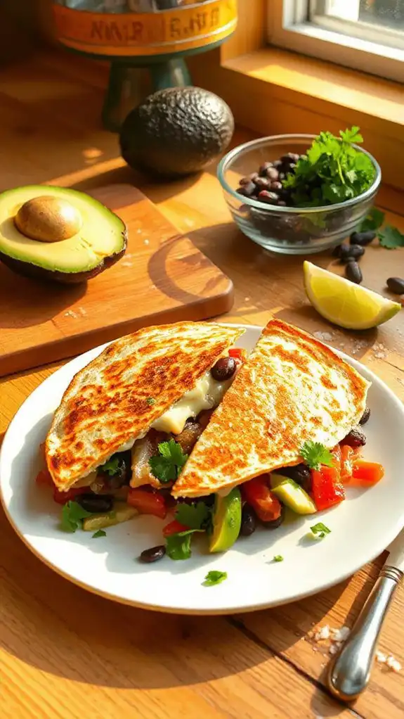 creamy avocado cheese quesadilla