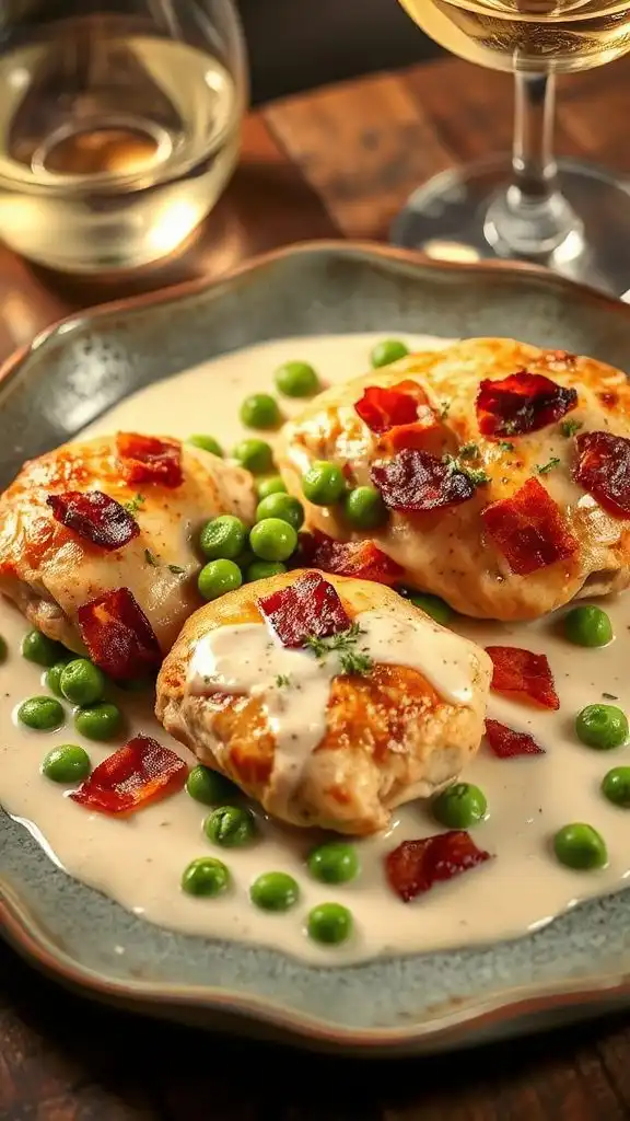 creamy bacon wine braised chicken