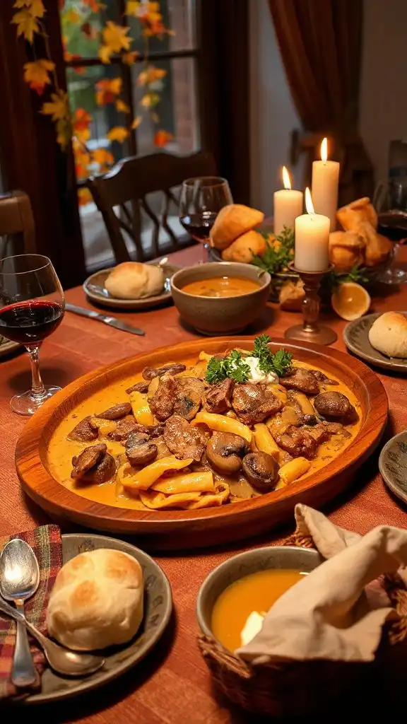 creamy beef mushroom pasta