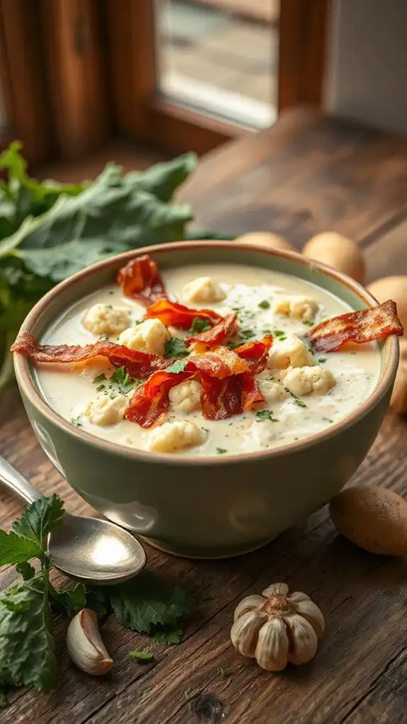 creamy cauliflower bacon chowder