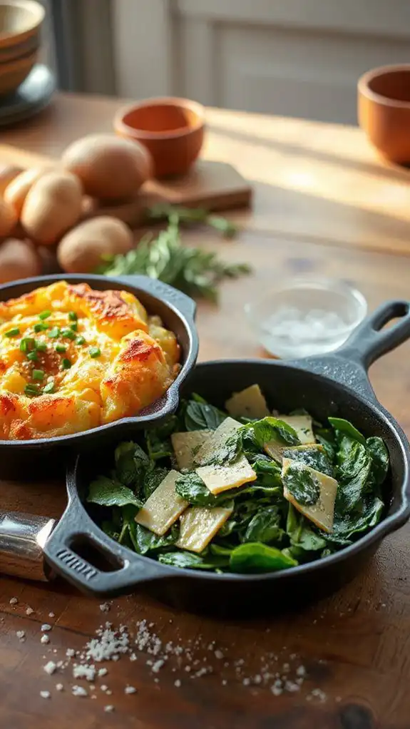 creamy cheddar spinach skillet