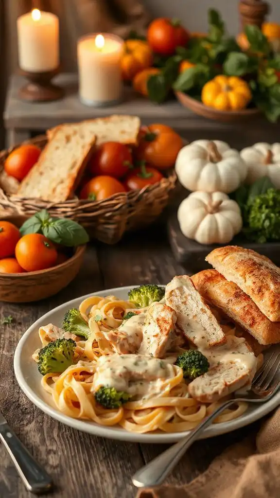 creamy chicken broccoli fettuccine