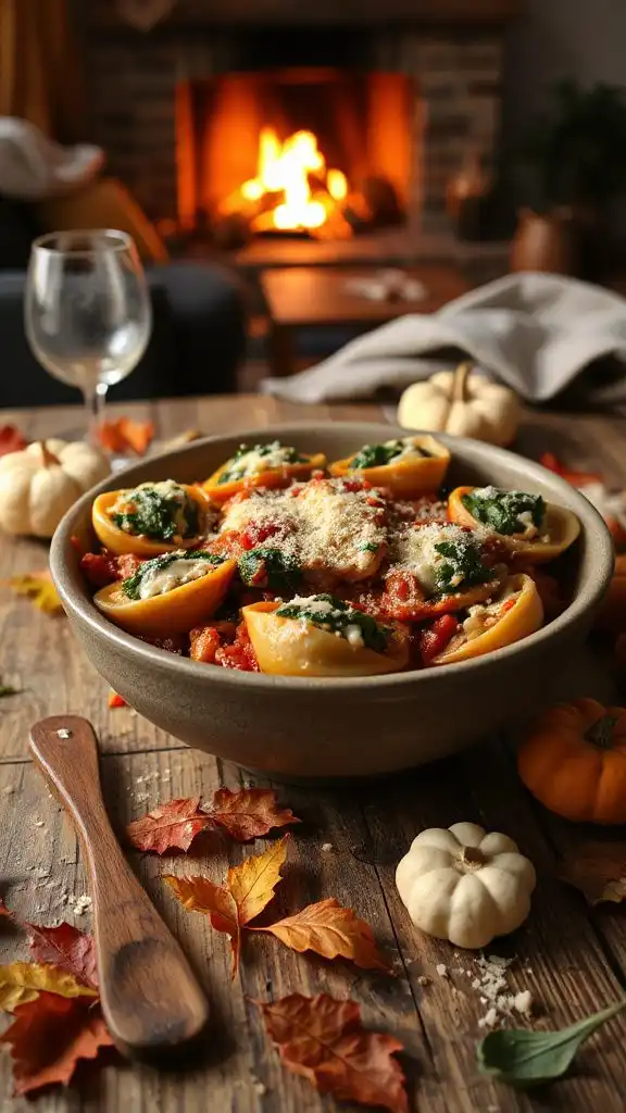 creamy chicken spinach shells