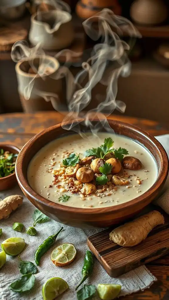creamy coconut mushroom barley soup