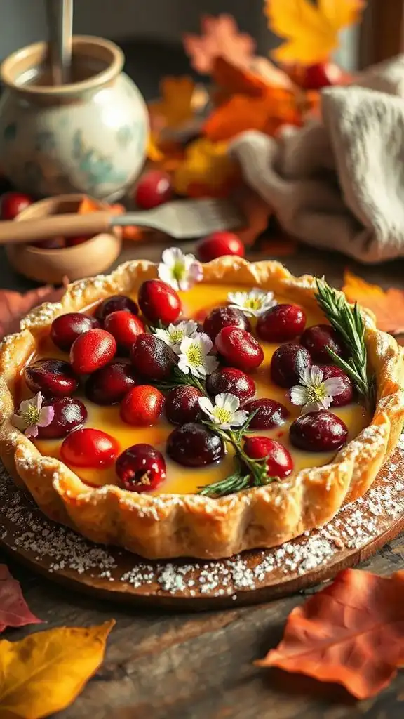 creamy cranberry custard tart