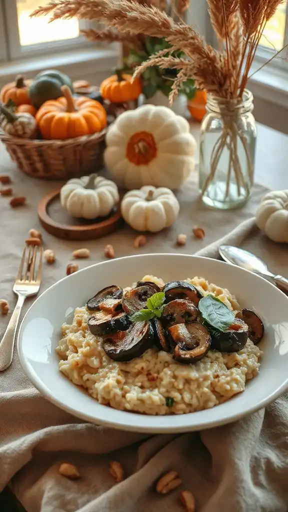 creamy eggplant mushroom risotto